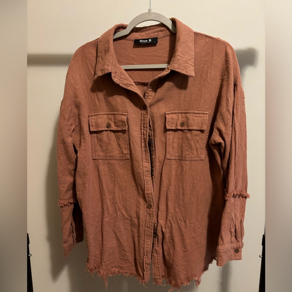 Burnt rose Shacket with Raw hem - Size M